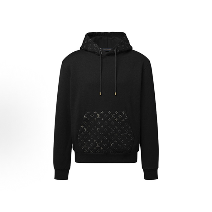 lv monogram print hooded sweatshirt